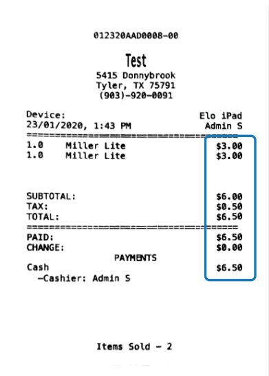 Cash Discount Program Receipt